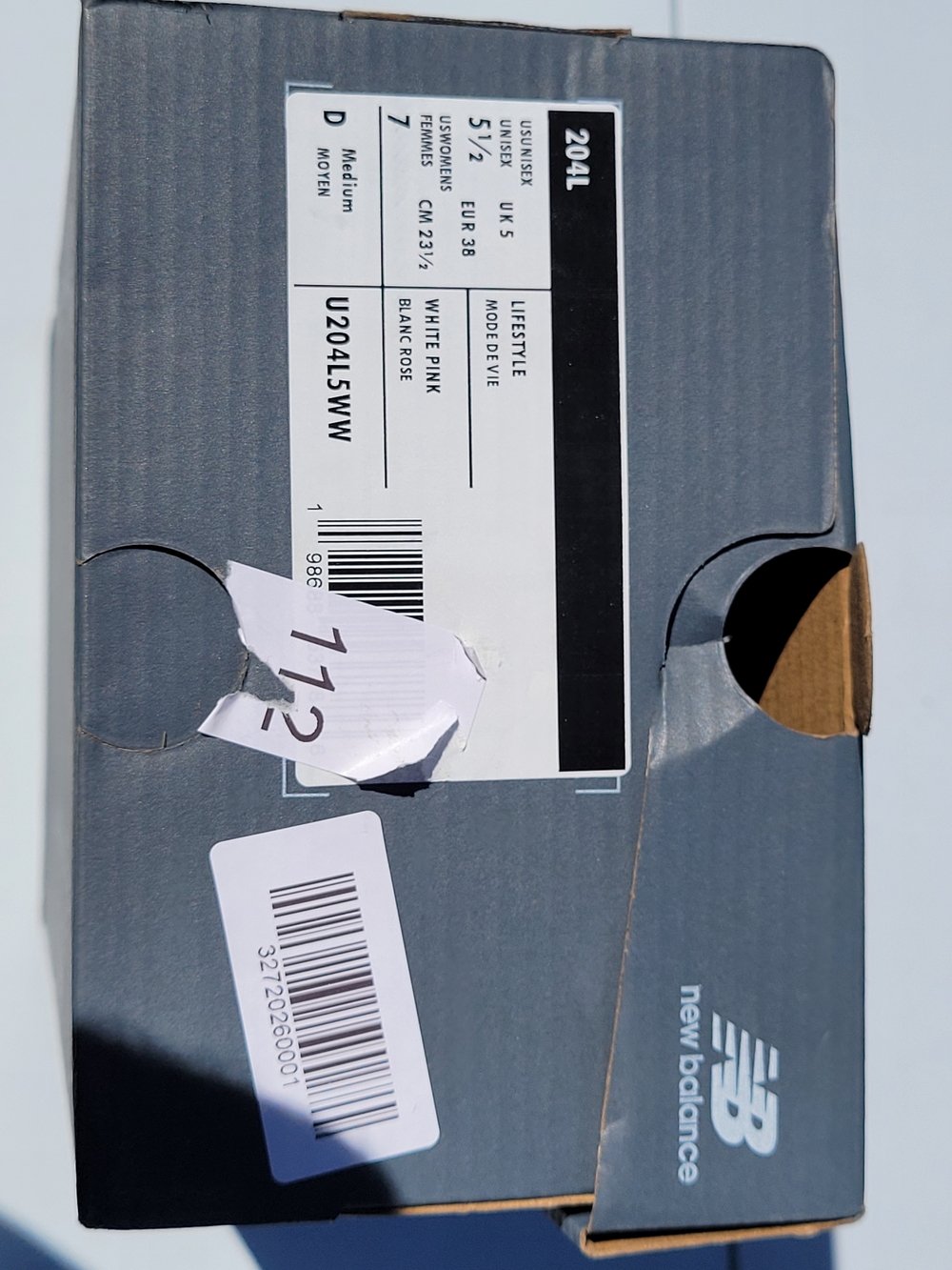 YOUTH/WOMENS 5.5Y/7W NEW BALANCE 204L ATHLETIC/ RUNNING SHOE– WHITE/PINK – NIB - Picture 5 of 7